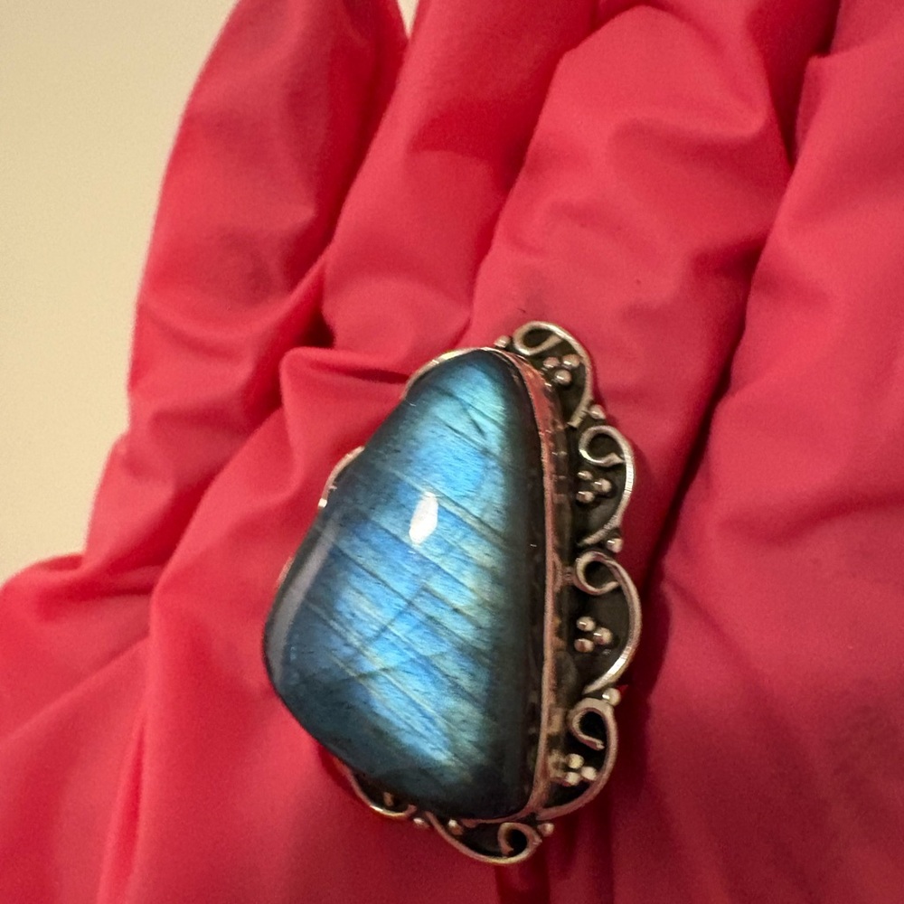 Blue labradorite sterling silver ring